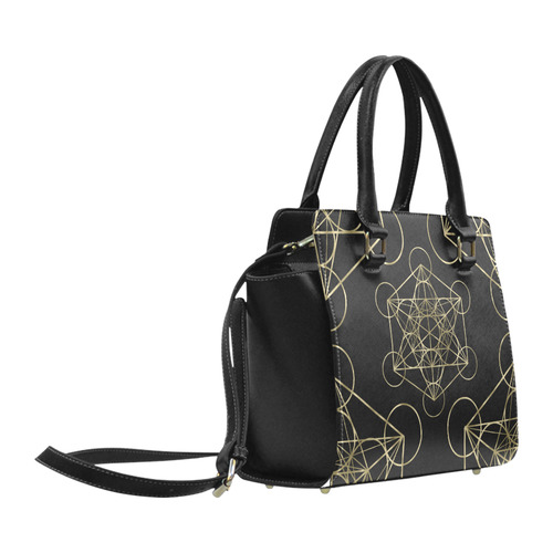 metatronpattern-blackandgold2 Classic Shoulder Handbag (Model 1653)