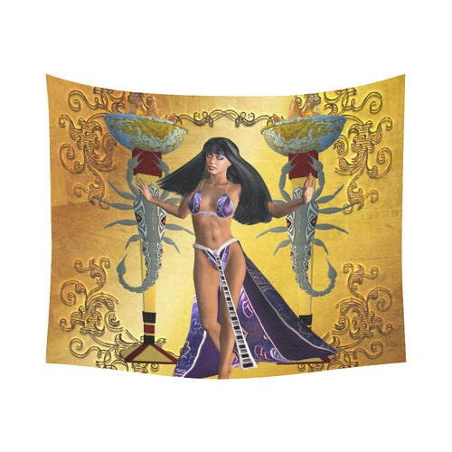 Egyptian women with scorpion Cotton Linen Wall Tapestry 60"x 51"