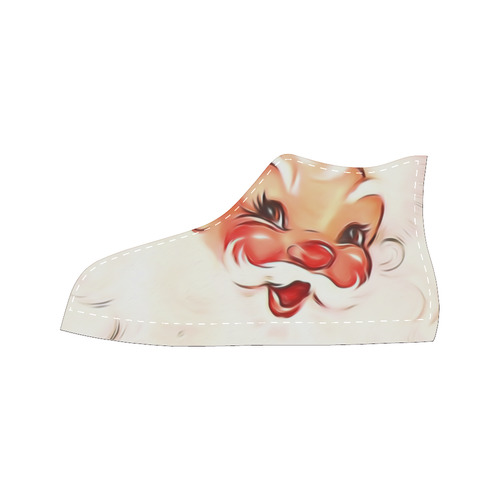 A cute vintage Santa Claus with a mistletoe High Top Canvas Women's Shoes/Large Size (Model 017)