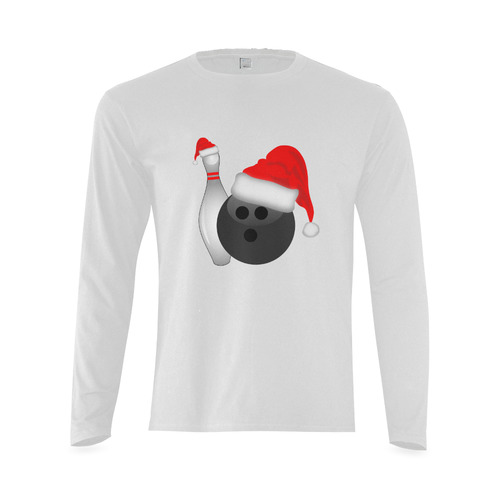 Christmas Bowling Ball And Pins - Santa Hats Sunny Men's T-shirt (long-sleeve) (Model T08)