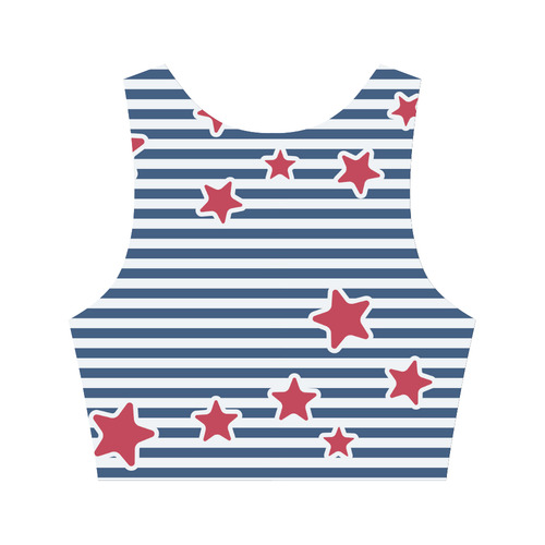 Blue, Red and White Stars and Stripes Women's Crop Top (Model T42)