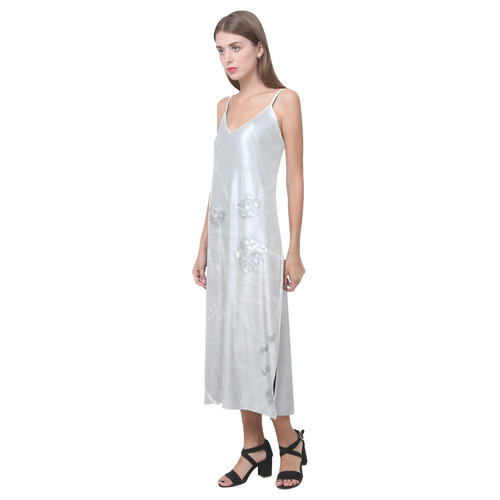 449 V-Neck Open Fork Long Dress(Model D18)