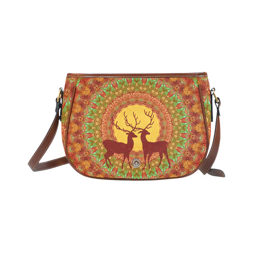 Mandala YOUNG DEERS with Full Moon Saddle Bag/Small (Model 1649) Full Customization