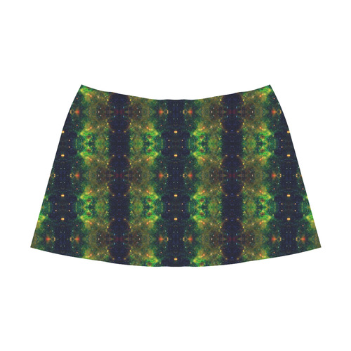 NASA: Green Orange & Blue Stars Abstract Mnemosyne Women's Crepe Skirt (Model D16)