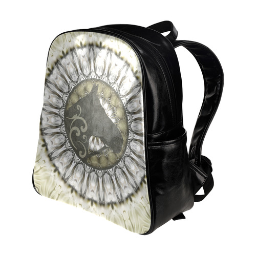 Mandala Magic Ripples HORSE HEAD SILHOUETTE Multi-Pockets Backpack (Model 1636)