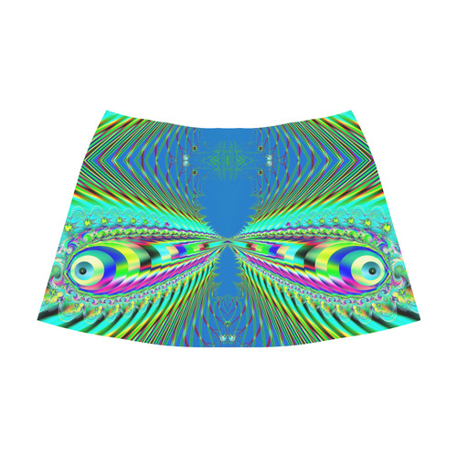 Rainbow Fish Jumping on the Water Fractal Mnemosyne Women's Crepe Skirt (Model D16)