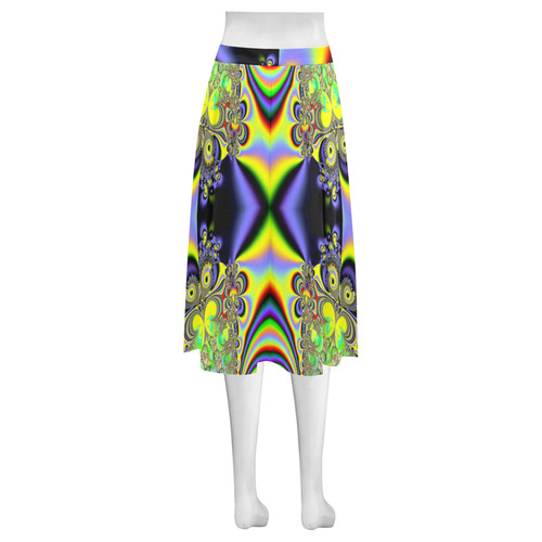 Rainbow Butterfly Bouquets Fractal Mnemosyne Women's Crepe Skirt (Model D16)