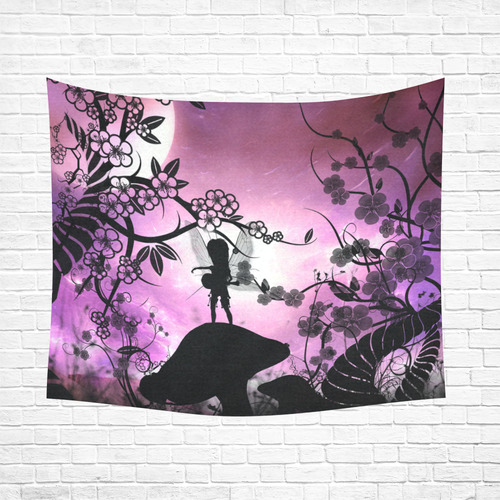 Playing fairy, fantasy forest Cotton Linen Wall Tapestry 60"x 51"