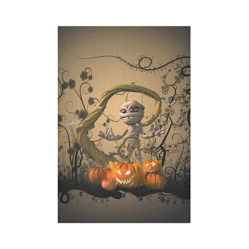 Funny mummy with pumpkins Cotton Linen Wall Tapestry 60"x 90"