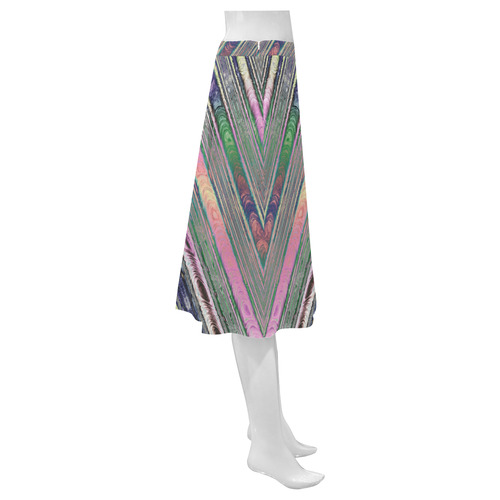 Shimmering Multicolored Ribbons Striped Fractal Mnemosyne Women's Crepe Skirt (Model D16)