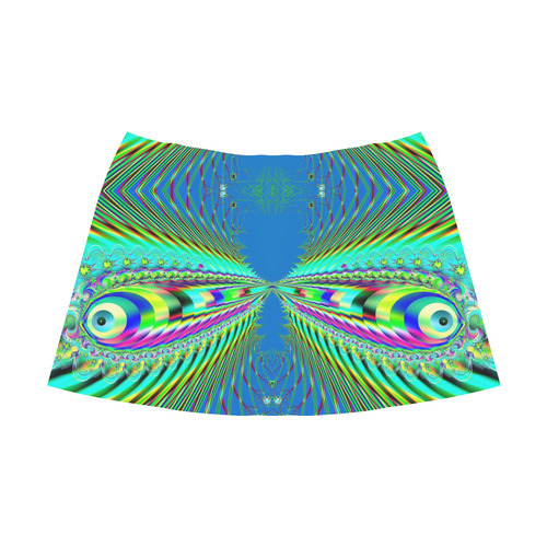 Rainbow Fish Jumping on the Water Fractal Mnemosyne Women's Crepe Skirt (Model D16)