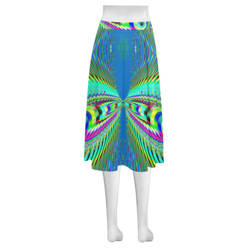 Rainbow Fish Jumping on the Water Fractal Mnemosyne Women's Crepe Skirt (Model D16)