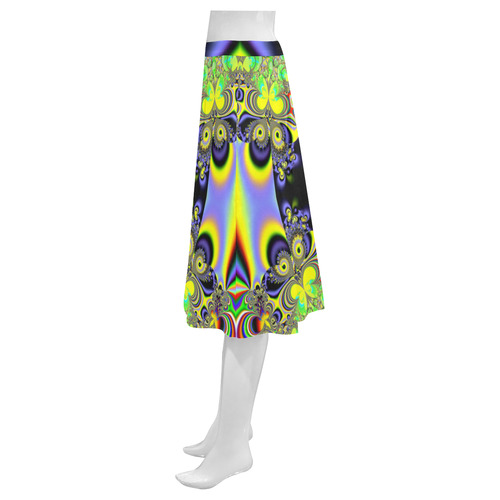 Rainbow Butterfly Bouquets Fractal Mnemosyne Women's Crepe Skirt (Model D16)