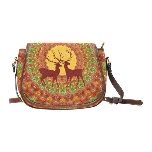 Mandala YOUNG DEERS with Full Moon Saddle Bag/Small (Model 1649) Full Customization