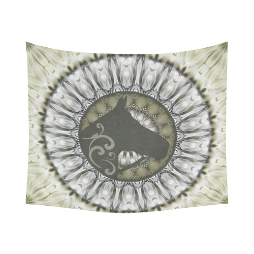 Mandala Magic Ripples HORSE HEAD SILHOUETTE Cotton Linen Wall Tapestry 60"x 51"