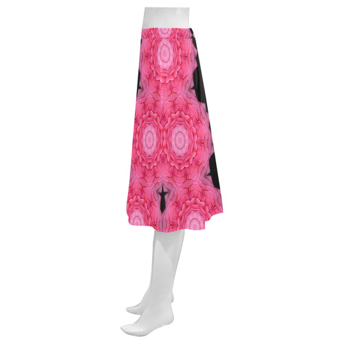 Pink Roses Mandala Kaleidoscopes Mnemosyne Women's Crepe Skirt (Model D16)