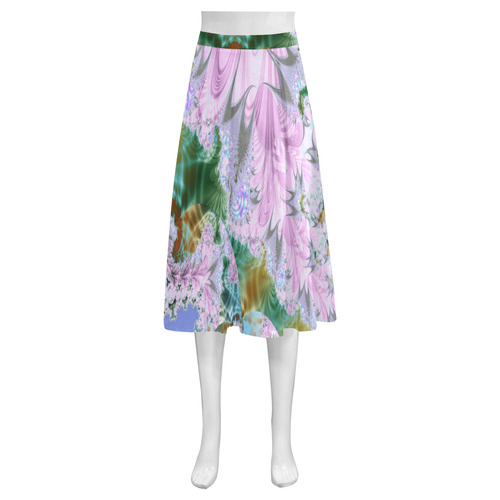 Pink Purple & Blue Lilac Dreams Fractal Mnemosyne Women's Crepe Skirt (Model D16)