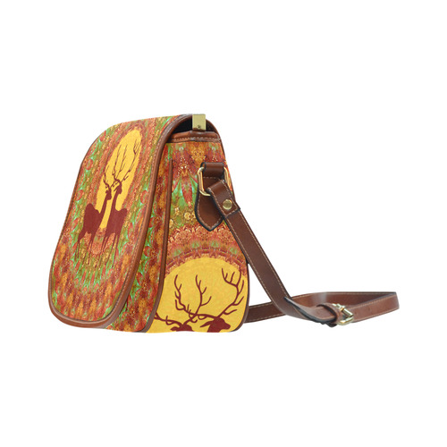 Mandala YOUNG DEERS with Full Moon Saddle Bag/Small (Model 1649) Full Customization