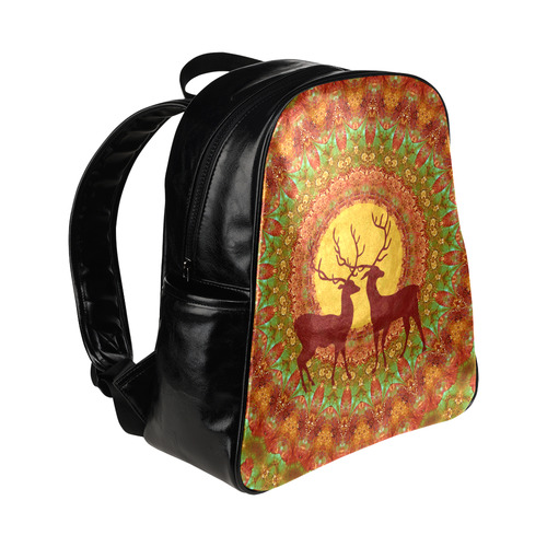 Mandala YOUNG DEERS with Full Moon Multi-Pockets Backpack (Model 1636)