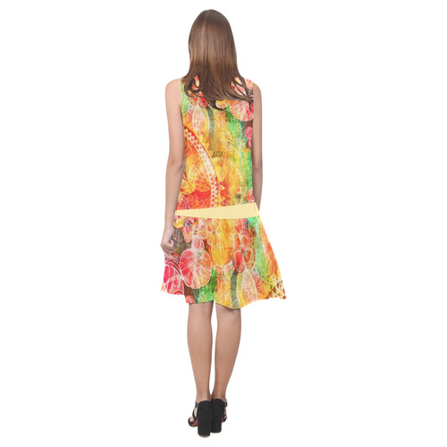 Sunshine Garden Sleeveless Splicing Shift Dress(Model D17)