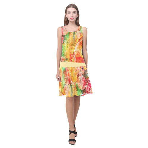 Sunshine Garden Sleeveless Splicing Shift Dress(Model D17)