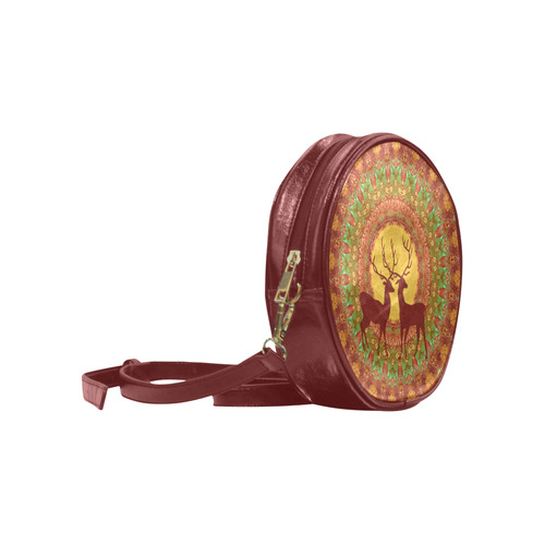Mandala YOUNG DEERS with Full Moon Round Sling Bag (Model 1647)