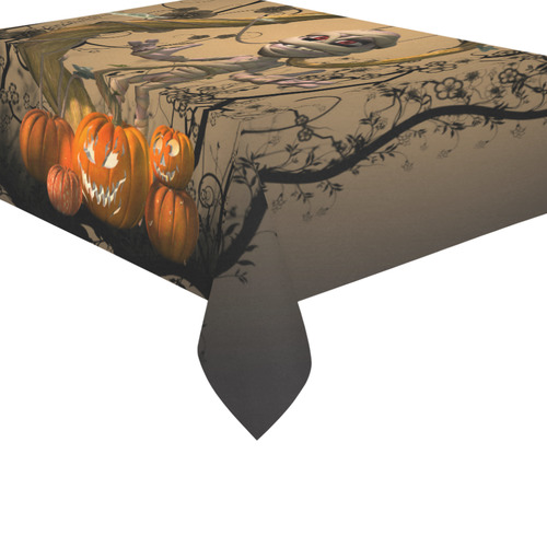 Funny mummy with pumpkins Cotton Linen Tablecloth 60"x 84"