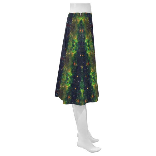 NASA: Green Orange & Blue Stars Abstract Mnemosyne Women's Crepe Skirt (Model D16)