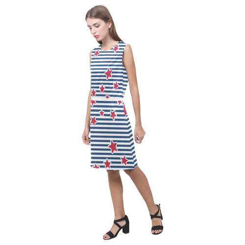 Blue, Red and White Stars and Stripes Eos Women's Sleeveless Dress (Model D01)