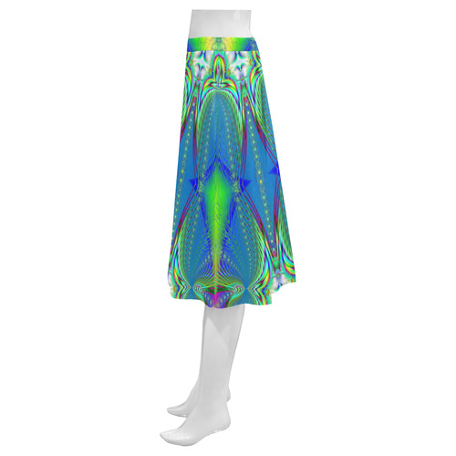 Spring Nymphs Dancing on the River Fractal Mnemosyne Women's Crepe Skirt (Model D16)