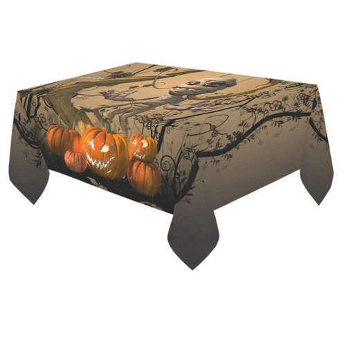 Funny mummy with pumpkins Cotton Linen Tablecloth 60"x 84"
