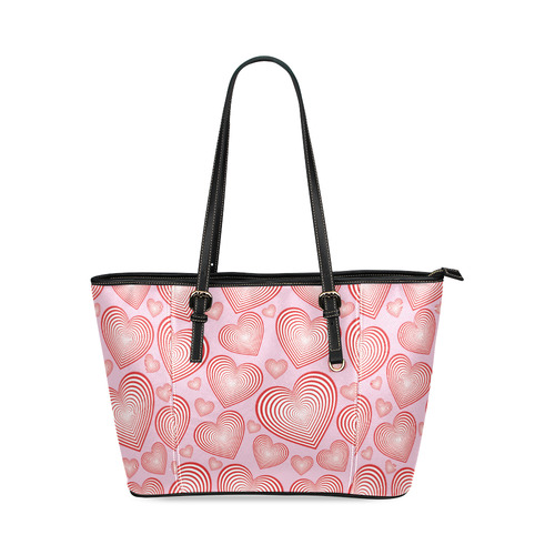 New artistic Designers TOTE Bag elegant edition with Red and Pink hearts Leather Tote Bag/Large (Model 1640)