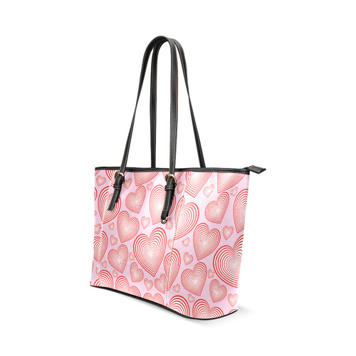 New artistic Designers TOTE Bag elegant edition with Red and Pink hearts Leather Tote Bag/Large (Model 1640)