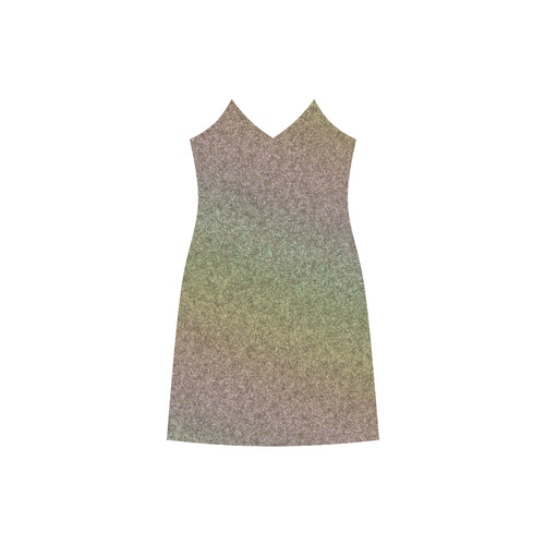 Rainbow Gold Pastel Gradient V-Neck Open Fork Long Dress(Model D18)
