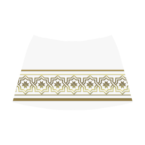 Golden Metallic Byzantine Design on White Mnemosyne Women's Crepe Skirt (Model D16)