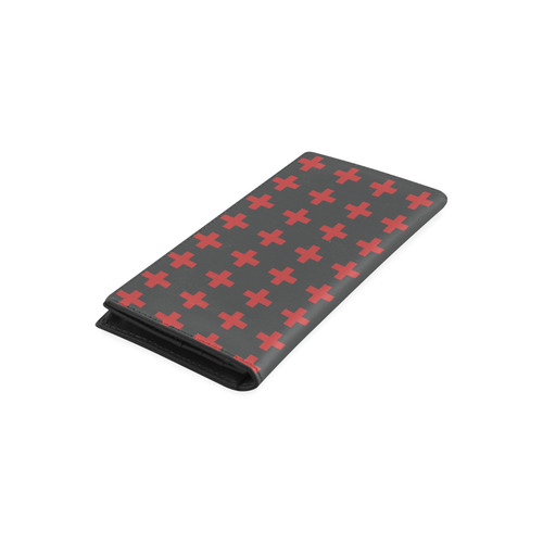Crosses Punk Rock style pattern red-black colors Women's Leather Wallet (Model 1611)
