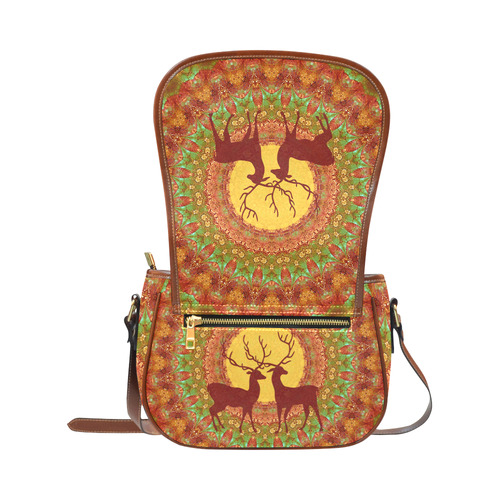 Mandala YOUNG DEERS with Full Moon Saddle Bag/Small (Model 1649) Full Customization