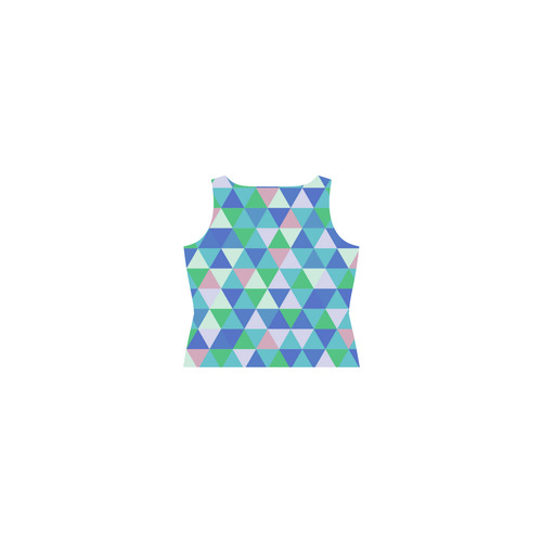 Green Blue Pink Abstract Triangles Sleeveless Splicing Shift Dress(Model D17)