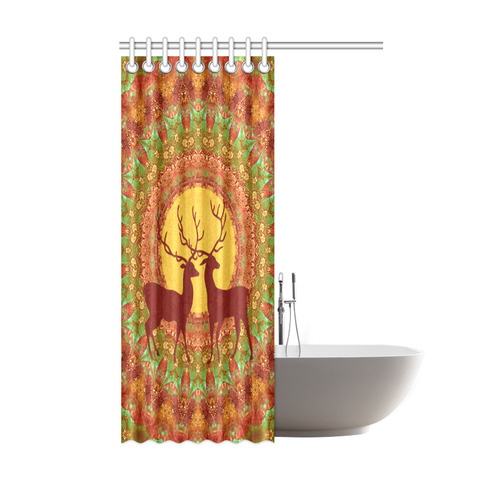 Mandala YOUNG DEERS with Full Moon Shower Curtain 48"x72"