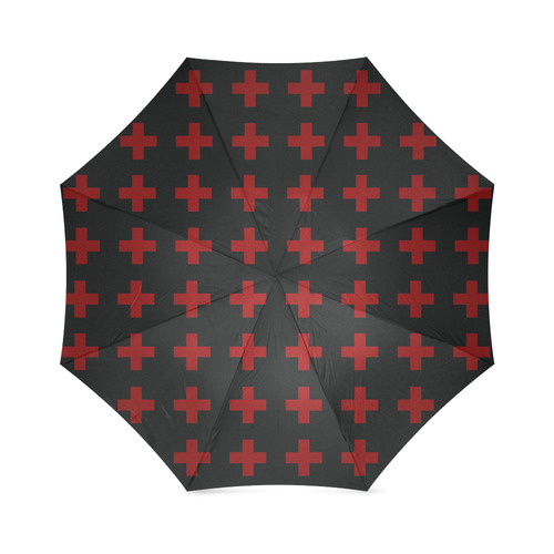 Crosses Red Pattern Punk Rock Foldable Umbrella (Model U01)