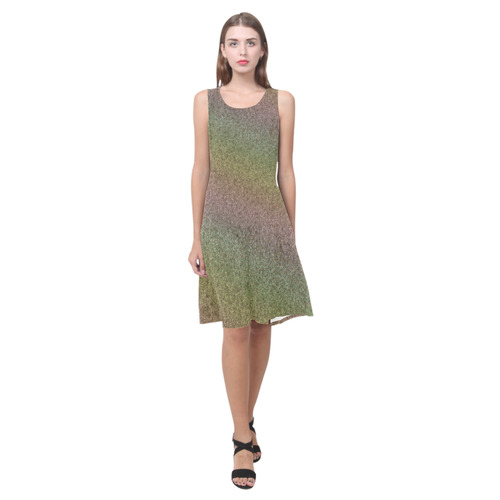 Rainbow Gold Pastel Gradient Sleeveless Splicing Shift Dress(Model D17)