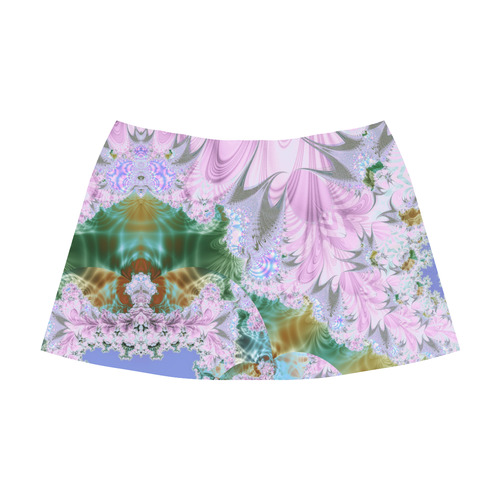 Pink Purple & Blue Lilac Dreams Fractal Mnemosyne Women's Crepe Skirt (Model D16)
