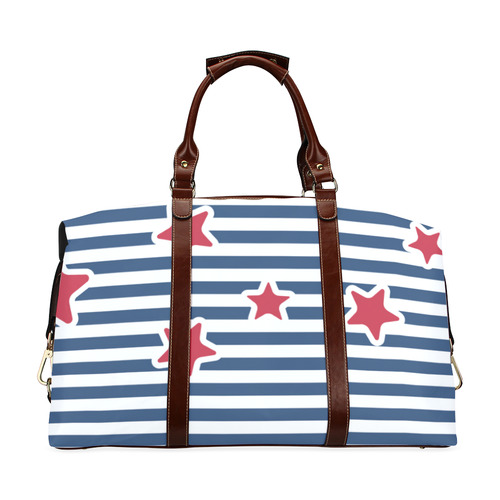 Blue, Red and White Stars and Stripes Classic Travel Bag (Model 1643) Remake