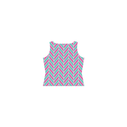 Pink White Turquoise Herringbone Sleeveless Splicing Shift Dress(Model D17)