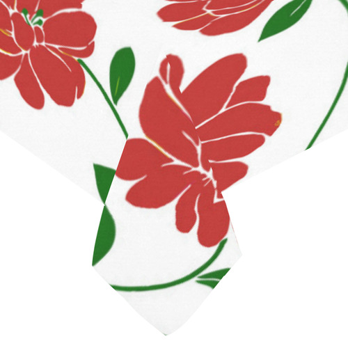 Red Flowers Cute Floral Beautiful Cotton Linen Tablecloth 60"x 104"