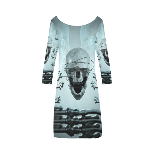 Scary skull with lion Bateau A-Line Skirt (D21)
