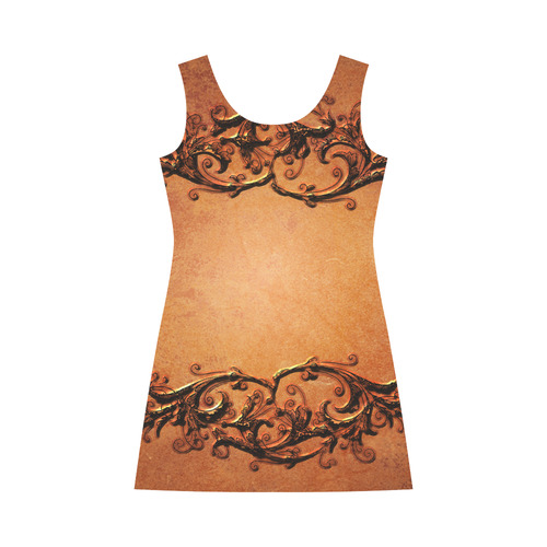 Decorative vintage design and floral elements Bateau A-Line Skirt (D21)