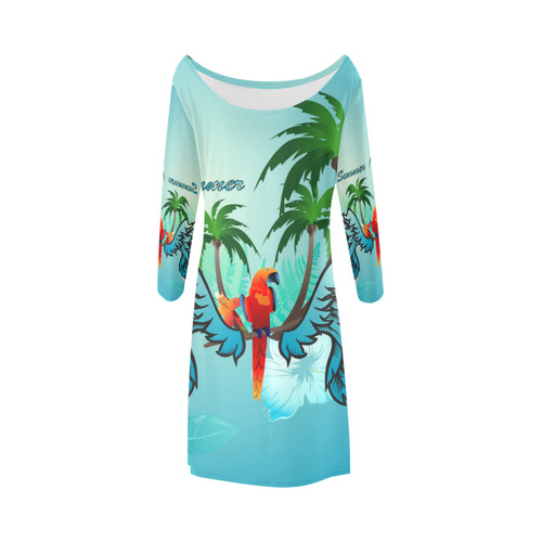 Cute parrot with wings Bateau A-Line Skirt (D21)