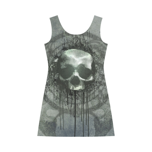Awesome skull with bones and grunge Bateau A-Line Skirt (D21)