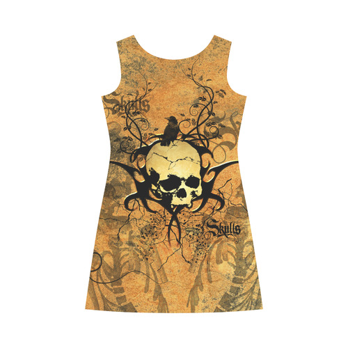 Awesome skull with tribal Bateau A-Line Skirt (D21)